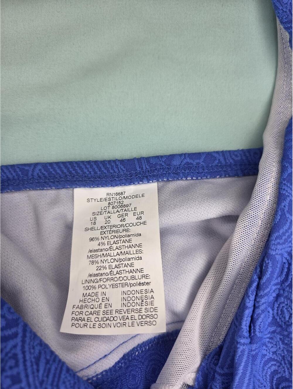 Size 18 - Swim Solutions Paisley Blue Lace Tankini Swim Top - Picture 6 of 6